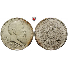 Deutsches Kaiserreich, Baden, Friedrich I., 5 Mark 1902, Regierungsjubiläum, G, f.vz/vz+, J. 31