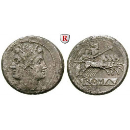 Römische Republik, Romano-kampanische Prägungen, Didrachme (Quadrigatus) 225-212 v.Chr., f.ss