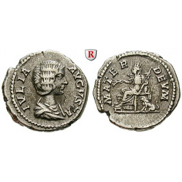 Römische Kaiserzeit, Julia Domna, Frau des Septimius Severus, Denar 198, ss+