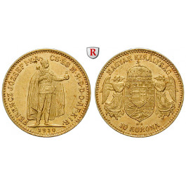 Ungarn, Franz Joseph I., 10 Korona 1910, 3,05 g fein, ss-vz