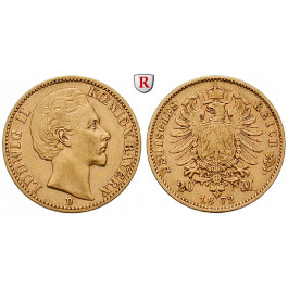 Deutsches Kaiserreich, Bayern, Ludwig II., 20 Mark 1872, D, ss+, J. 194