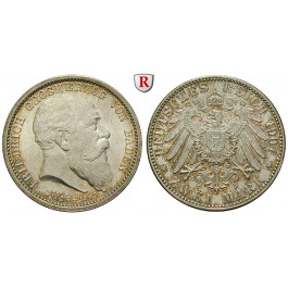Deutsches Kaiserreich, Baden, Friedrich I., 2 Mark 1907, Auf den Tod, G, vz-st, J. 36