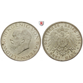 Deutsches Kaiserreich, Bayern, Ludwig III., 3 Mark 1914, D, vz/vz-st, J. 52