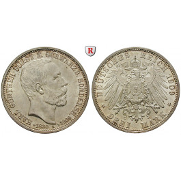 Deutsches Kaiserreich, Schwarzburg-Sondershausen, Karl Günther, 3 Mark 1909, Auf den Tod, A, vz/vz-st, J. 170