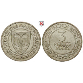 Weimarer Republik, 3 Reichsmark 1926, Lübeck, A, vz-st, J. 323