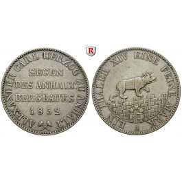 Anhalt, Anhalt-Bernburg, Alexander Carl, Ausbeutetaler 1852, ss