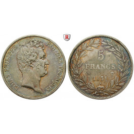 Frankreich, Louis Philippe, 5 Francs 1831, ss