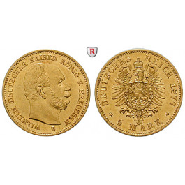 Deutsches Kaiserreich, Preussen, Wilhelm I., 5 Mark 1877, B, ss/vz, J. 244