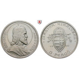 Ungarn, Reichsverweser, 5 Pengö 1938, 16,0 g fein, vz-st