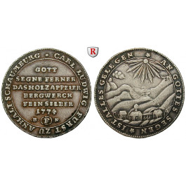 Anhalt, Anhalt-Schaumburg, Fürstentum, Carl Ludwig, 1/2 Konventionstaler 1774, ss+