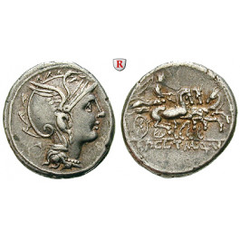 Römische Republik, Appius Claudius Pulcher, T. Manlius Mancinus, und Q. Urbinus, Denar 111-110 v.Chr., ss+