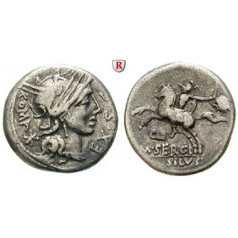 Römische Republik, M. Sergius Silus, Denar 116-115 v.Chr., ss+