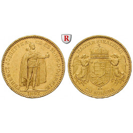 Ungarn, Franz Joseph I., 20 Korona 1897, 6,09 g fein, ss-vz