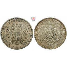 Deutsches Kaiserreich, Lübeck, 3 Mark 1908, A, ss+, J. 82