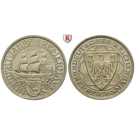 Weimarer Republik, 3 Reichsmark 1927, Bremerhaven, A, vz-st, J. 325