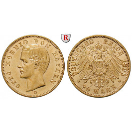 Deutsches Kaiserreich, Bayern, Otto, 20 Mark 1895, D, f.vz/vz-st, J. 200