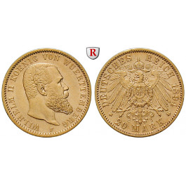 Deutsches Kaiserreich, Württemberg, Wilhelm II., 20 Mark 1894, F, f.vz, J. 296