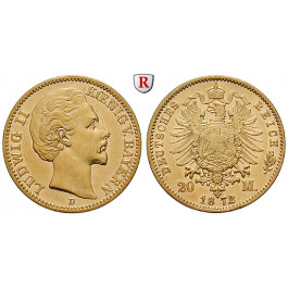 Deutsches Kaiserreich, Bayern, Ludwig II., 20 Mark 1872, D, ss-vz, J. 194