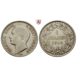 Württemberg, Herzogtum Württemberg (Kgr. ab 1806), Wilhelm I., Gulden 1843, ss