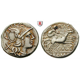 Römische Republik, C. Valerius, Denar 140 v.Chr., ss+