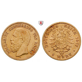 Deutsches Kaiserreich, Baden, Friedrich I., 5 Mark 1877, G, ss, J. 185
