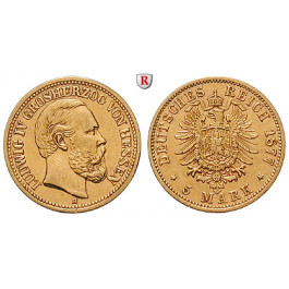 Deutsches Kaiserreich, Hessen, Ludwig IV., 5 Mark 1877, H, ss, J. 218