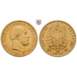 Deutsches Kaiserreich, Mecklenburg-Schwerin, Friedrich Franz II., 20 Mark 1872, A, ss+, J. 230