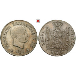 Italien, Königreich, Napoleon I., 5 Lire 1808, ss+/ss-vz
