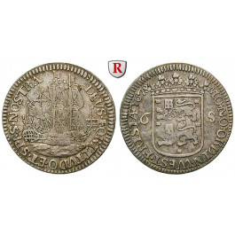 Niederlande, Westfriesland, 6 Stuivers (Scheepjesschelling) 1678, ss+