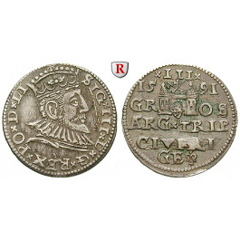 Polen, Sigismund III., 3 Groschen 1591, ss+