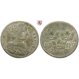 Schweden, Karl XII., 2 Mark 1709, ss+