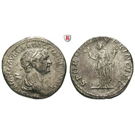 Römische Kaiserzeit, Traianus, Denar 112-114, ss+
