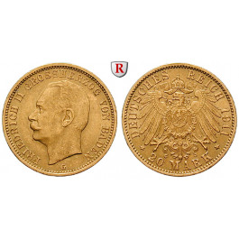 Deutsches Kaiserreich, Baden, Friedrich II., 20 Mark 1911, G, f.vz/vz+, J. 192