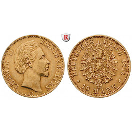 Deutsches Kaiserreich, Bayern, Ludwig II., 10 Mark 1875, D, ss-vz, J. 196