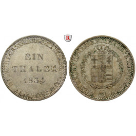 Hessen, Hessen-Kassel, Wilhelm II. und Friedrich Wilhelm, Taler 1834, ss