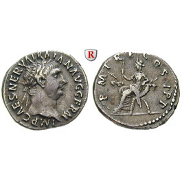 Römische Kaiserzeit, Traianus, Denar 98-99, ss+