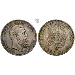 Deutsches Kaiserreich, Preussen, Friedrich III., 5 Mark 1888, A, f.vz, J. 99