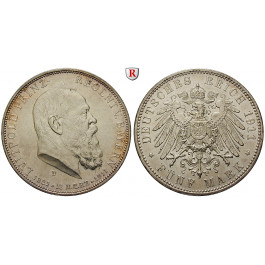 Deutsches Kaiserreich, Bayern, Luitpold, Prinzregent, 5 Mark 1911, 90. Geburtstag, D, f.vz/vz+, J. 50