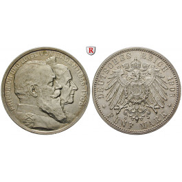 Deutsches Kaiserreich, Baden, Friedrich I., 5 Mark 1906, Goldene Hochzeit, G, vz+, J. 35