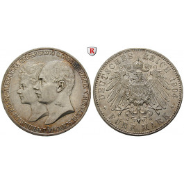 Deutsches Kaiserreich, Mecklenburg-Schwerin, Friedrich Franz IV., 5 Mark 1904, Hochzeit, A, ss-vz/vz, J. 87