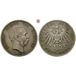 Deutsches Kaiserreich, Sachsen, Albert, 5 Mark 1894, E, ss, J. 125