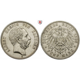 Deutsches Kaiserreich, Sachsen, Albert, 5 Mark 1895, E, ss+, J. 125
