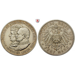 Deutsches Kaiserreich, Sachsen, Friedrich August III., 5 Mark 1909, Universität Leipzig, ss-vz, J. 139