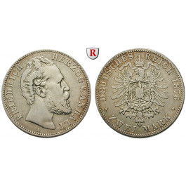 Deutsches Kaiserreich, Anhalt, Friedrich I., 2 Mark 1876, A, ss, J. 19