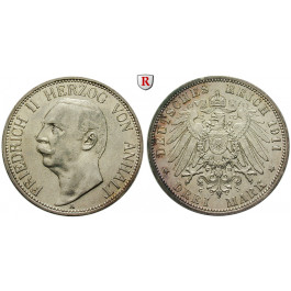 Deutsches Kaiserreich, Anhalt, Friedrich II., 3 Mark 1911, A, ss+, J. 23