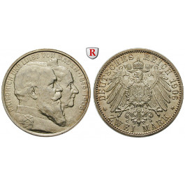 Deutsches Kaiserreich, Baden, Friedrich I., 2 Mark 1906, Goldene Hochzeit, G, vz+, J. 34