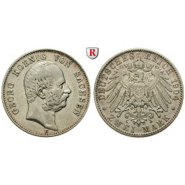 Deutsches Kaiserreich, Sachsen, Georg, 2 Mark 1904, auf den Tod, E, ss+, J. 132