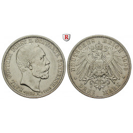 Deutsches Kaiserreich, Schwarzburg-Sondershausen, Karl Günther, 3 Mark 1909, Auf den Tod, A, ss+, J. 170