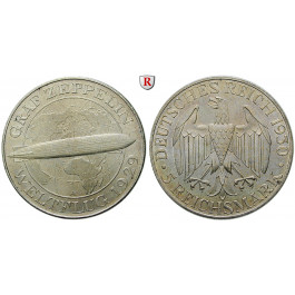 Weimarer Republik, 5 Reichsmark 1930, Zeppelin, A, vz, J. 343