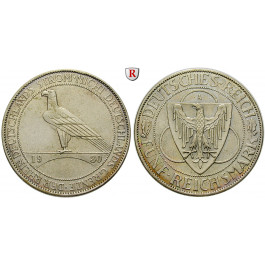 Weimarer Republik, 5 Reichsmark 1930, Rheinlandräumung, A, f.vz, J. 346
